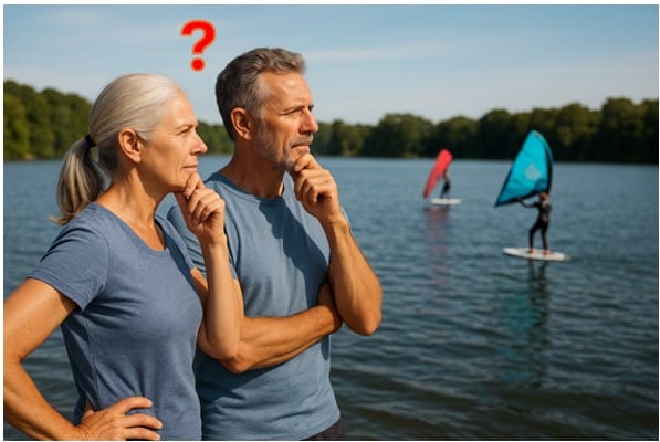 Couple seeing wing foiling have questions