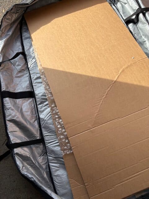 2 sheets of cardboard and bubble wrap for protection