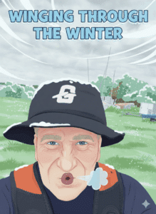 Cartoon wing foiler looking cold